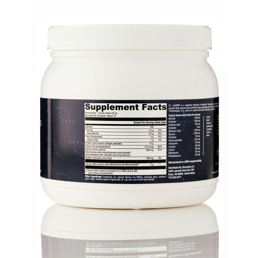 Collagen Peptides Bovine Supplement Facts label