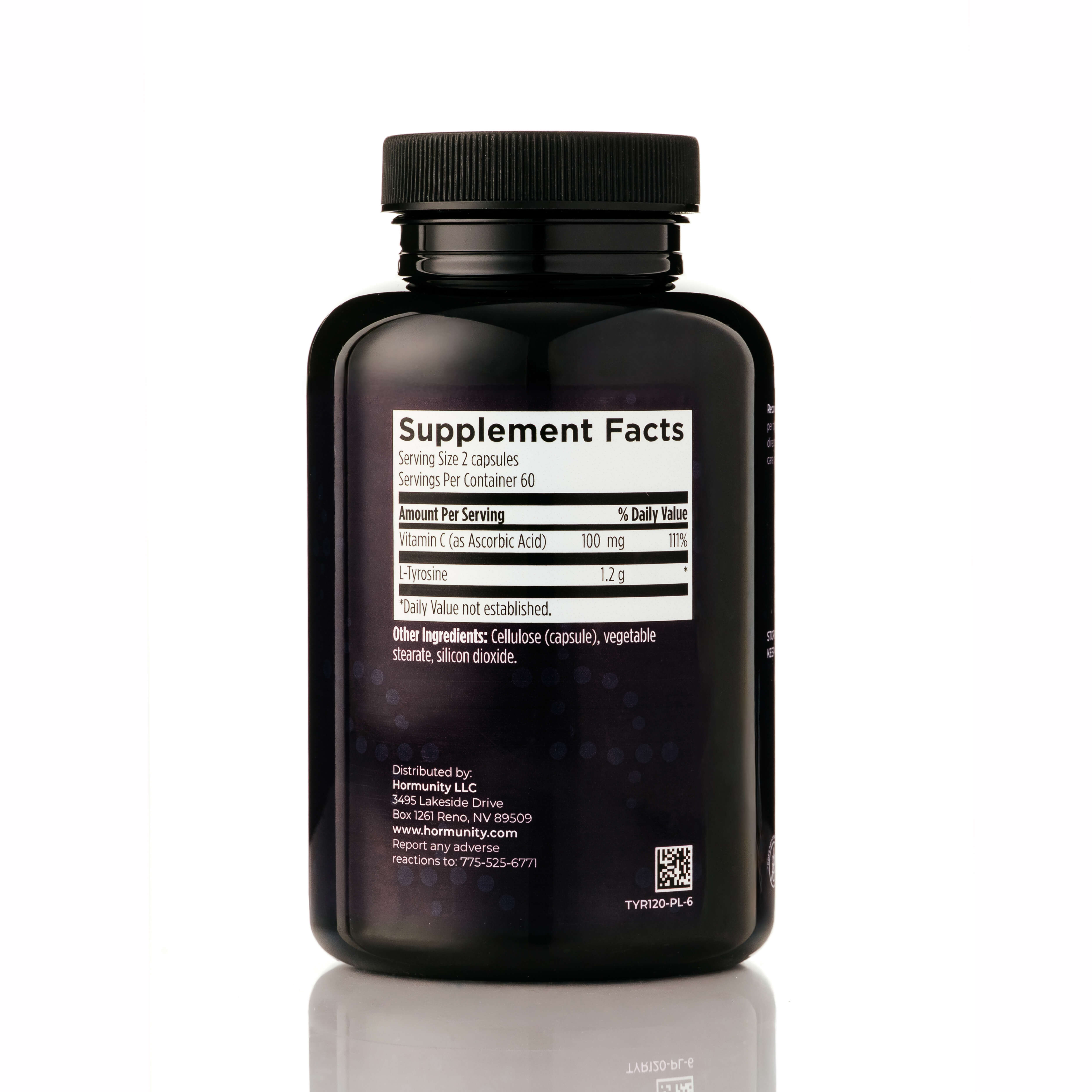 L-Tyrosine with Vitamin C Supplement Facts label