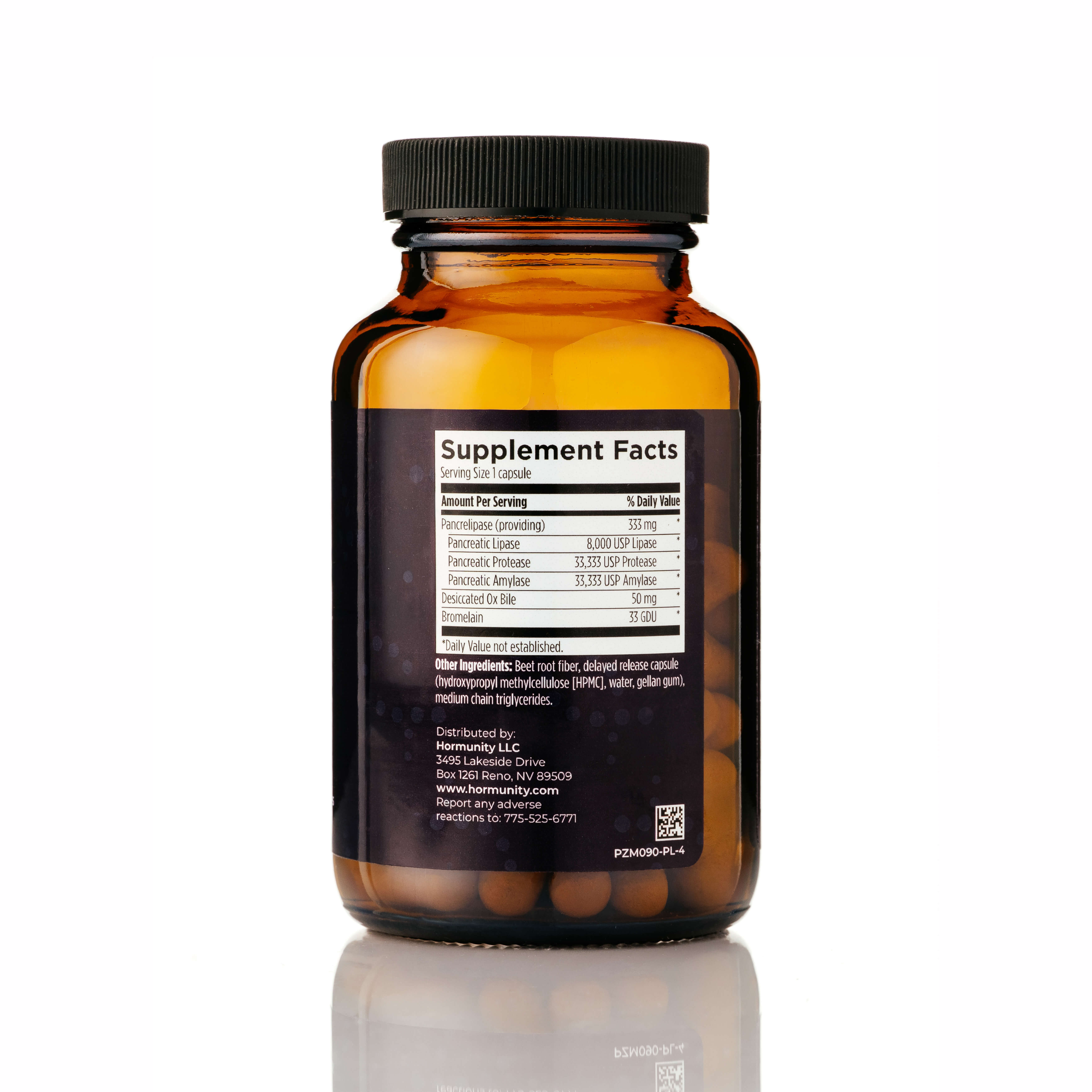 Pancreatic Enzymes & Ox Bile Supplement Facts label